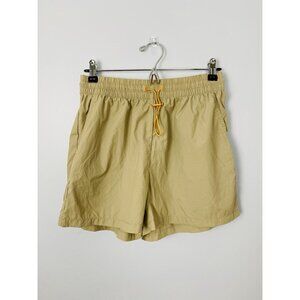 Oak + Fort Womens Small Light Khaki Nylon Shorts Elastic Waist Running Shorts